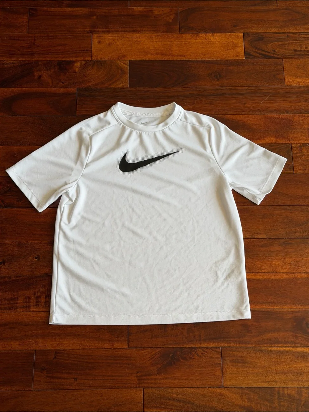 Nike White Tee with Black Swoosh Logo Youth XL